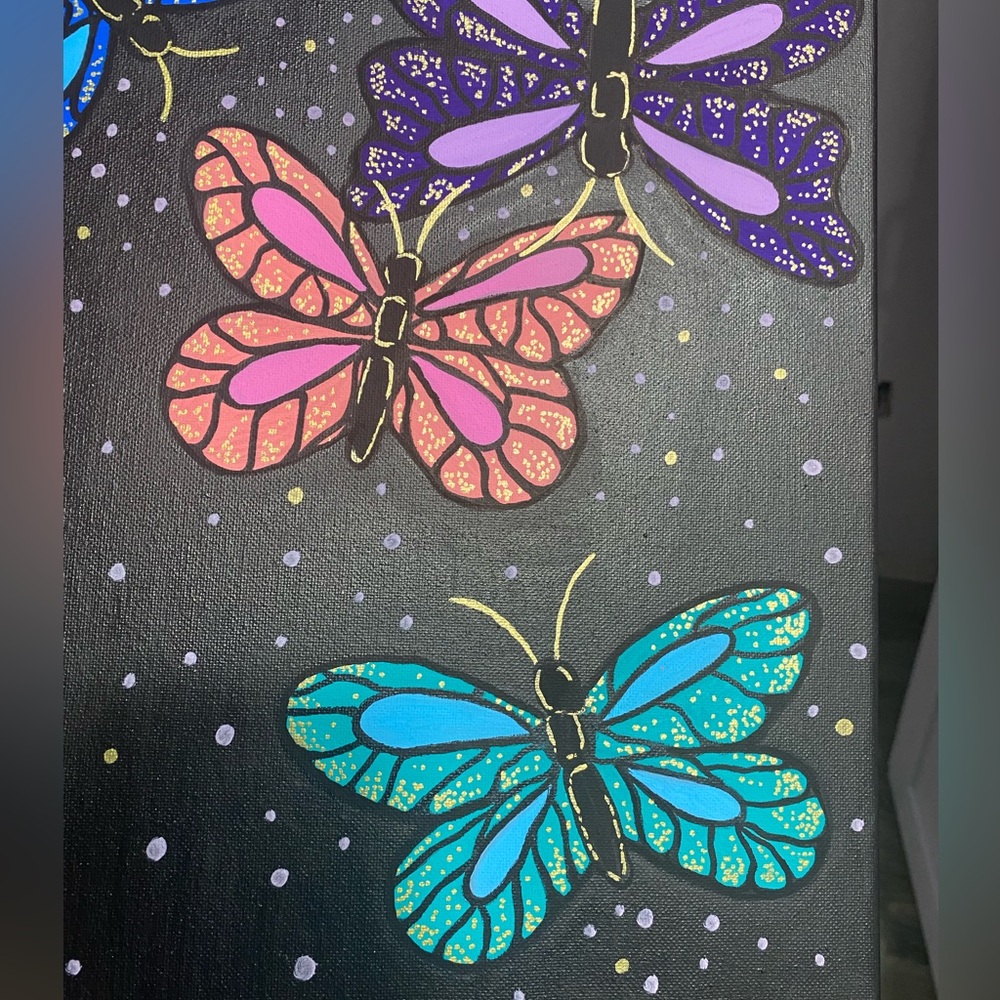Hand Crafted Vibrant Butterfly Canvas - Picture 5 of 6